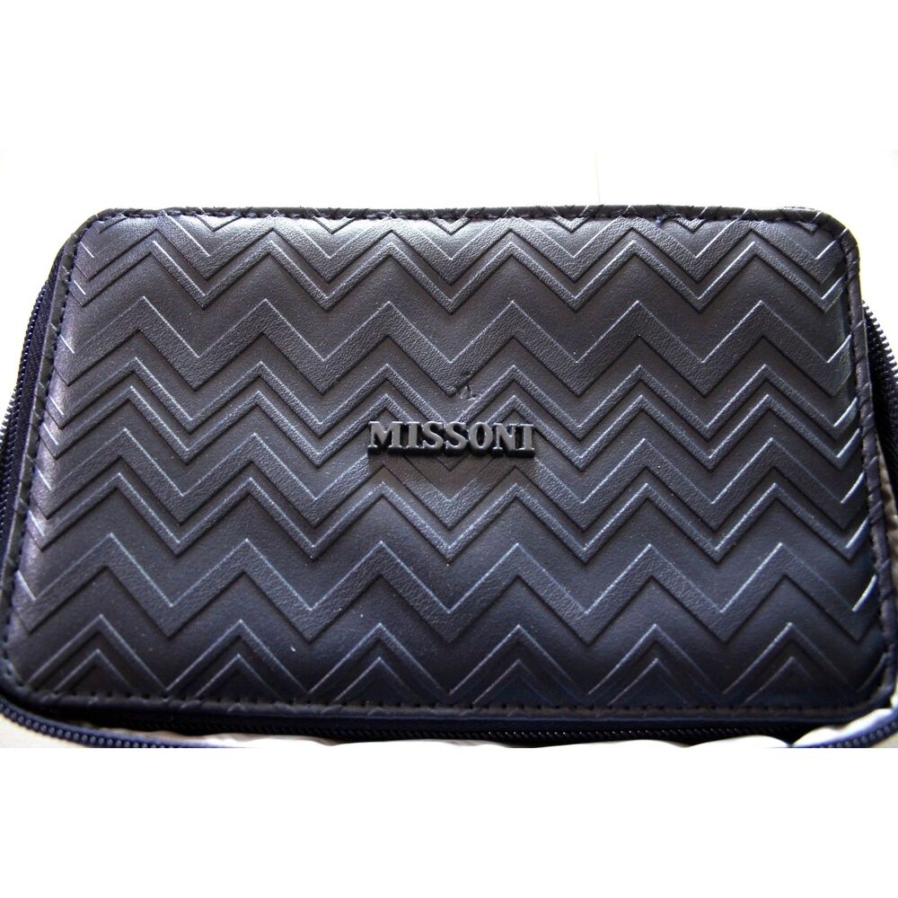 Missoni Delta One Amenity Kit Case Navy Chevron Travel Pouch Cosmetic Bag Zip